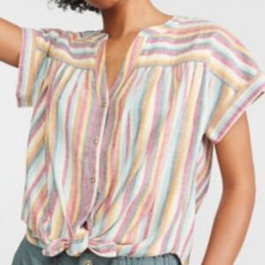 Sharagano Pastel Striped Blouse